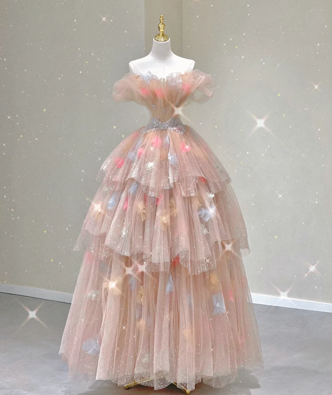 Modest Ball Gown Off The Shoulder Pink Long Prom Dresses High School Outfits Graduation Dress Evening Dresses DP425