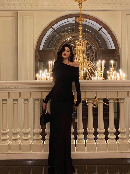 Elegant Mermaid Black Long Sleeves 18th Birthday Dress Party Gown Birthday Outfits Birthday Dress Ideas For Women DP574