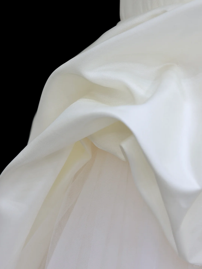 Simple Bridal Gown Mermaid Strapless Satin White Wedding Dresses Minimalist Bridal Gowns DP870