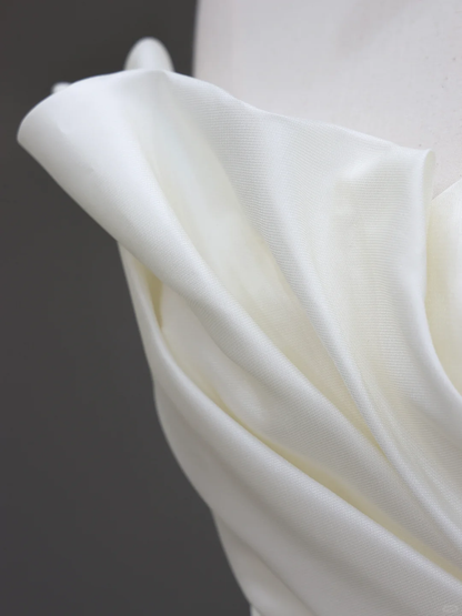 Simple Bridal Gown Mermaid Strapless Satin White Wedding Dresses Minimalist Bridal Gowns DP870