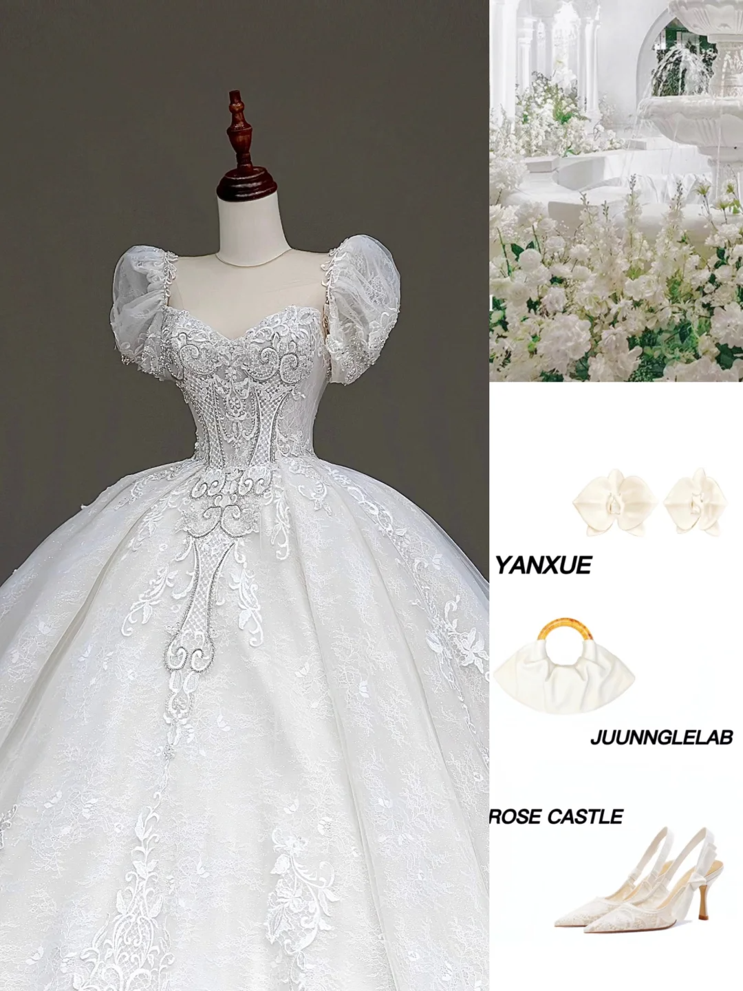 Princess Bridal Gown Ball Gown Sweetheart Lace White Beads Wedding Dresses With Sleeves Bridal Gowns DP872