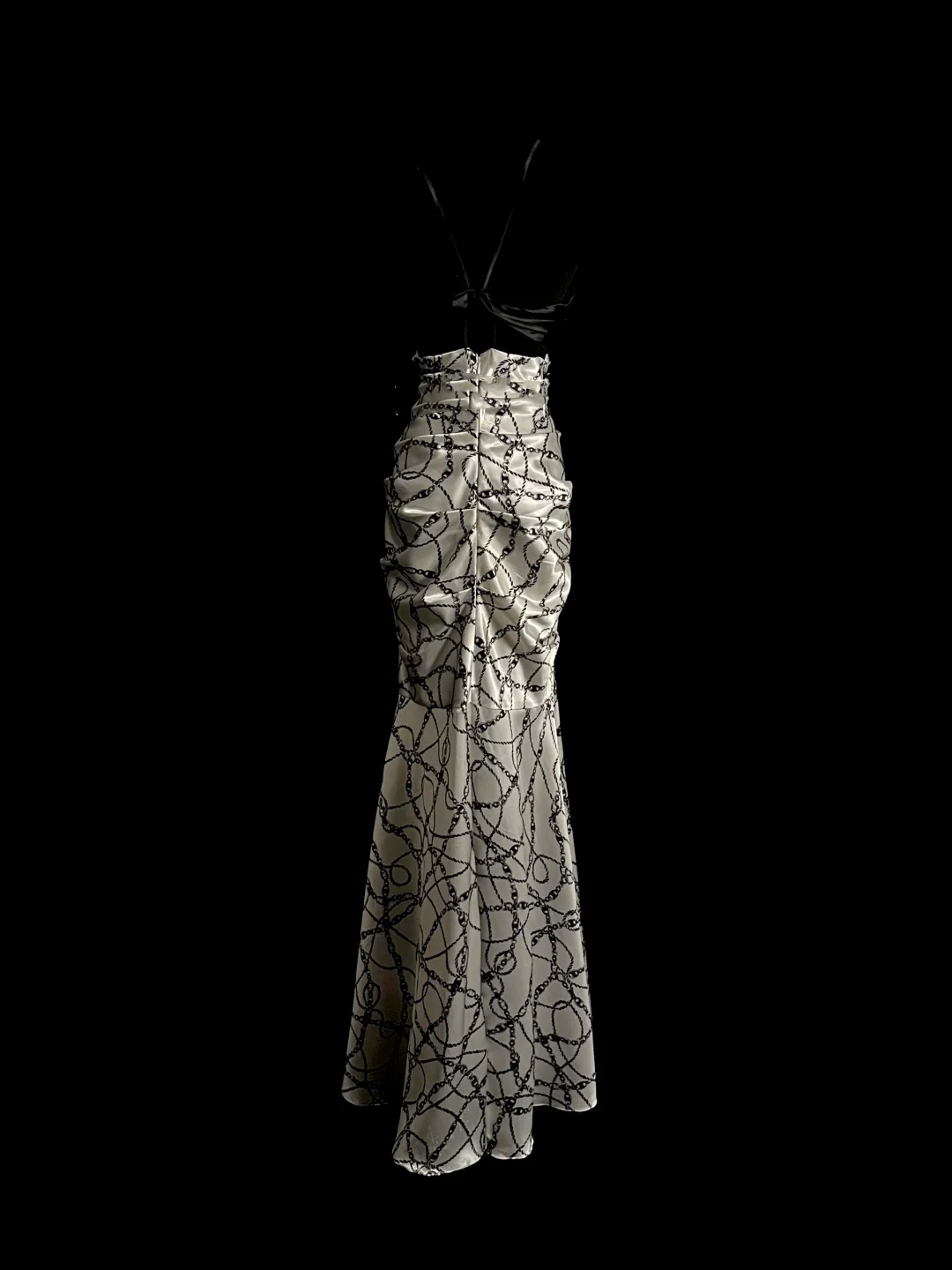 Vintage Mermaid Sweetheart Black Satin Long Prom Dresses Ruffles Evening Gowns Evening Dress DP936