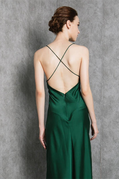 Dark Green Midi Slip Dress