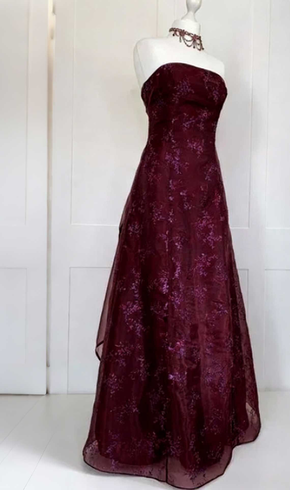 Dark Purple Strapless A-Line Chiffon Vintage Long Party Dress Evening Gown, D786