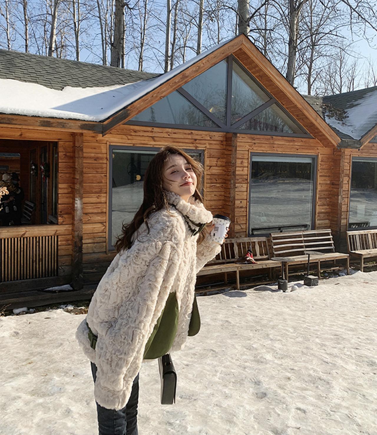 Padded Jacket With Imitation Mink Fur HZ1024