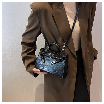 Black bag new style bag women's fashion high-end crocodile pattern crossbody stylish handbag ED0086