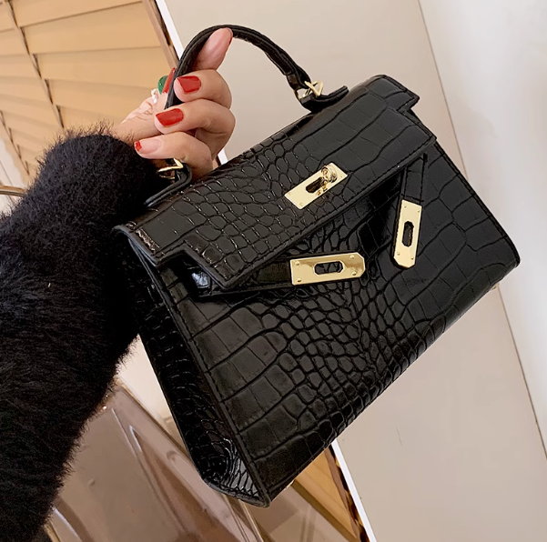 Black bag new style bag women's fashion high-end crocodile pattern crossbody stylish handbag ED0086