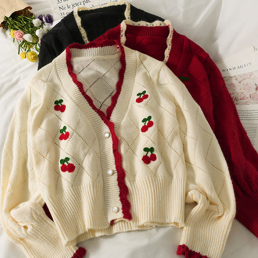 Cute Cardigan Cherry Sweater ED0087