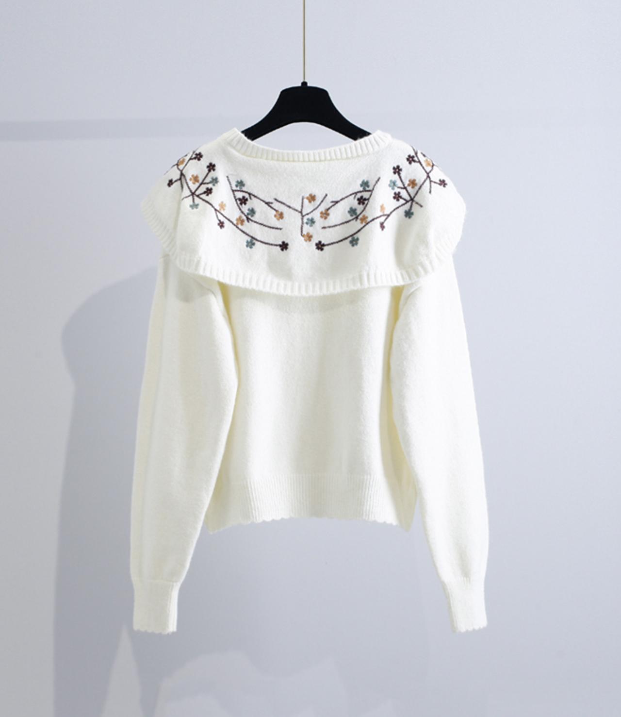 Embroidered Long-sleeved Cardigan Sweater HZ1024