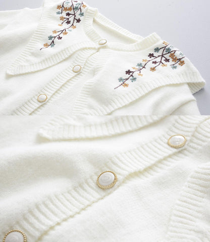 Embroidered Long-sleeved Cardigan Sweater HZ1024
