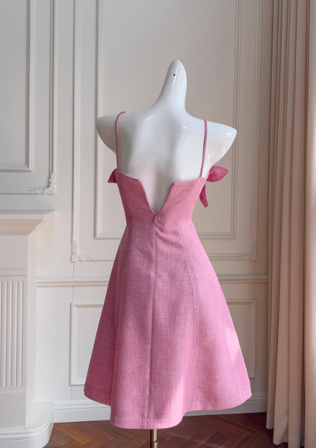 red A-line spaghetti strap short prom dress, rose red homecoming dress HZ1024