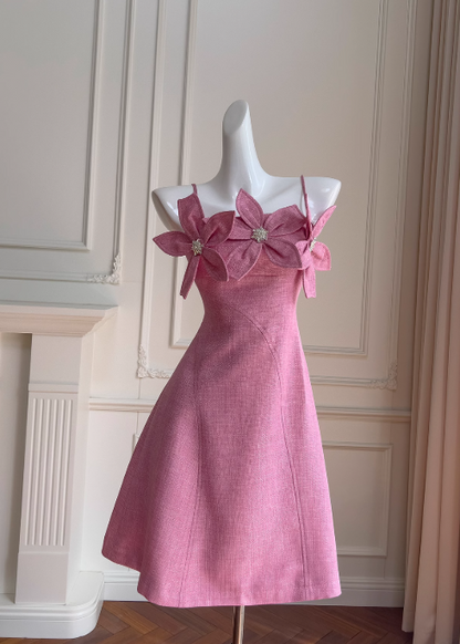 red A-line spaghetti strap short prom dress, rose red homecoming dress HZ1024