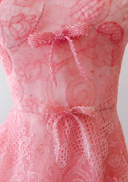 A-line tulle lace short prom dress, pink homecoming dress HZ1024