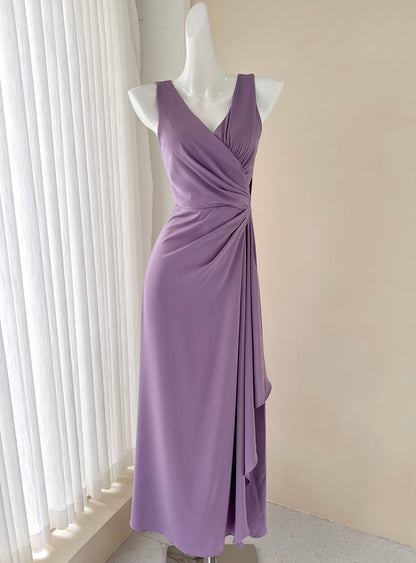 Irregular patchwork pleated flowing dress HZ1024
