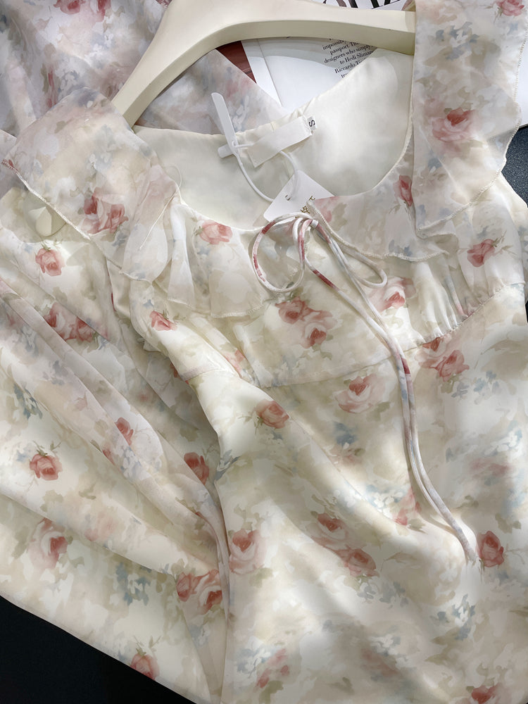 Gentle French sleeveless Sweet Floral Dress  ED01049