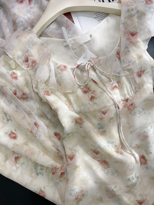 Gentle French sleeveless Sweet Floral Dress  ED01049