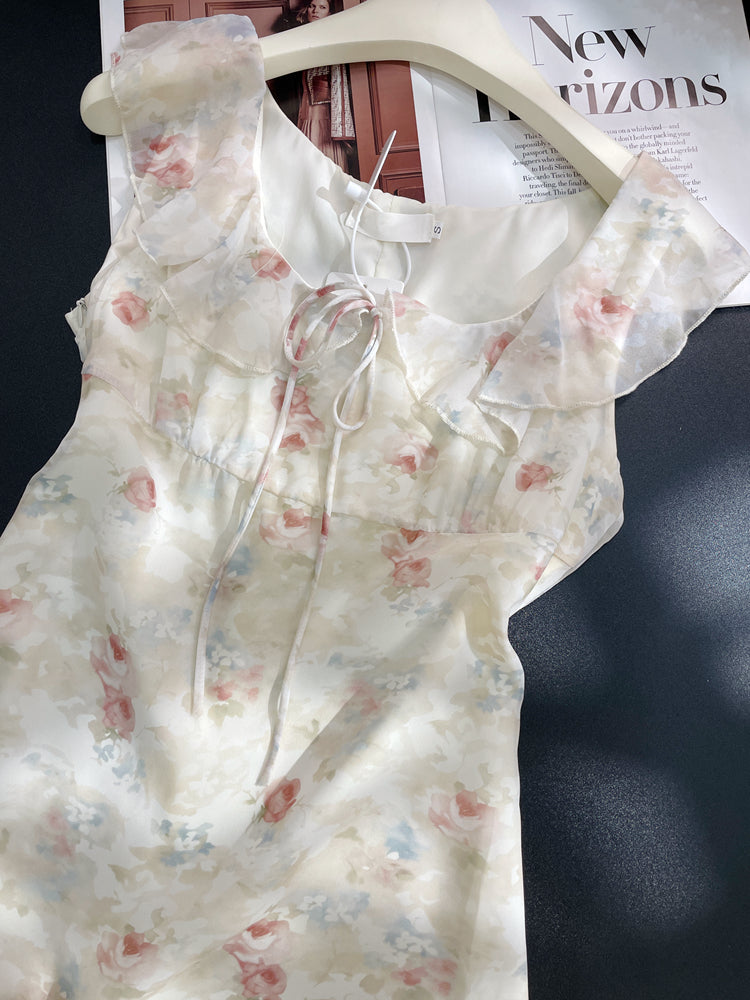 Gentle French sleeveless Sweet Floral Dress  ED01049