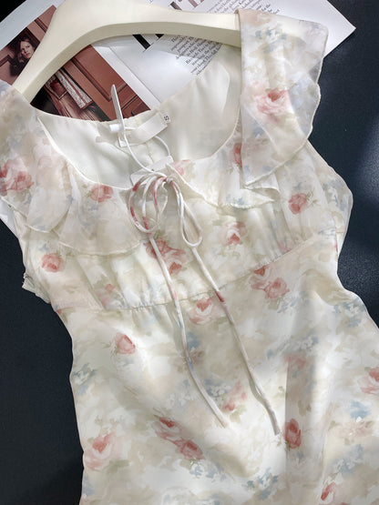 Gentle French sleeveless Sweet Floral Dress  ED01049