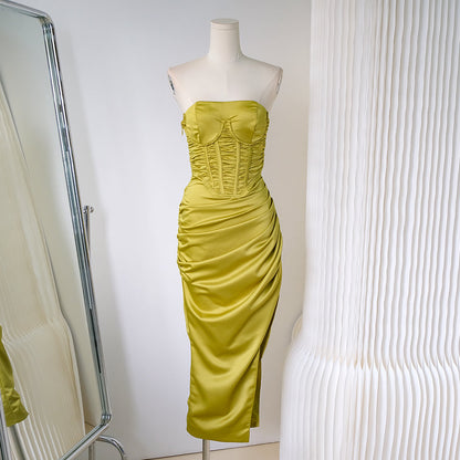 satin hip-hugging birthday dress HZ1024