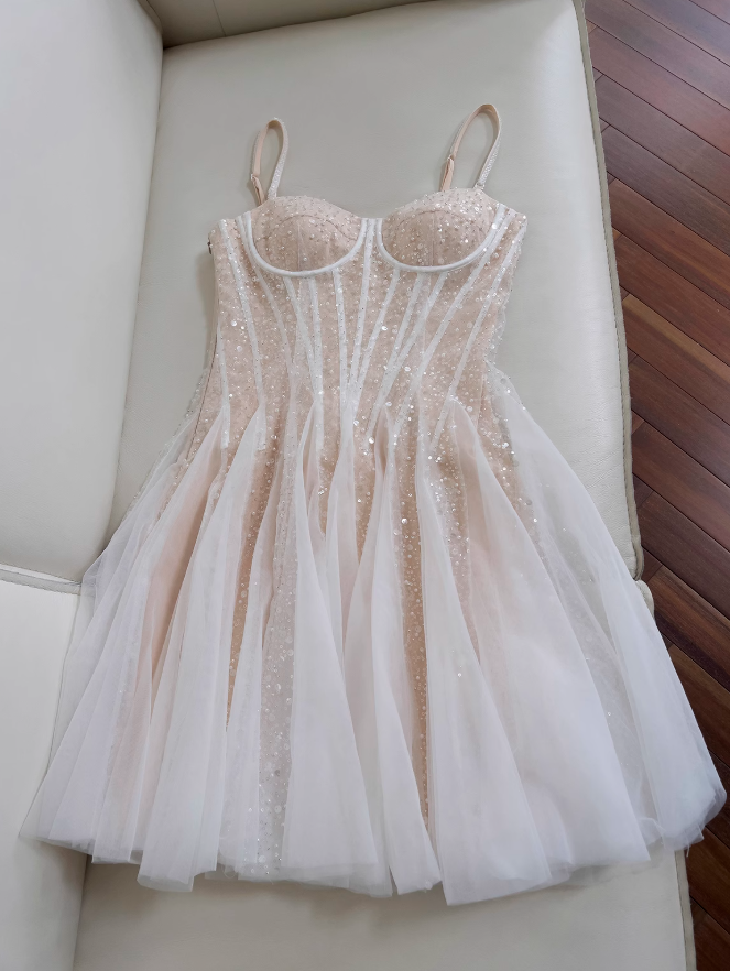 suspender dress tulle sequin party birthday dress HZ1024