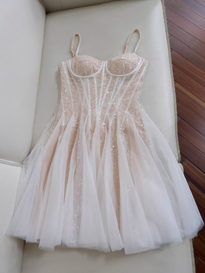 suspender dress tulle sequin party birthday dress HZ1024