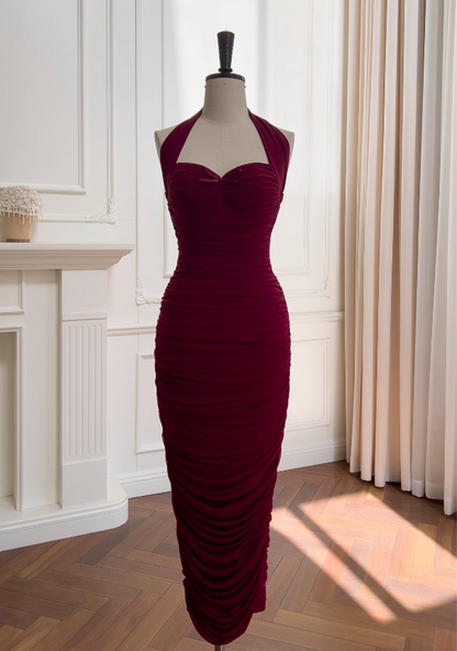 tight dress halter neck evening dress birthday dress HZ1024
