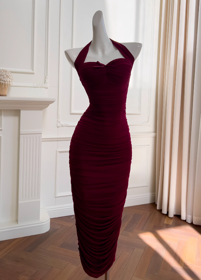 tight dress halter neck evening dress birthday dress HZ1024