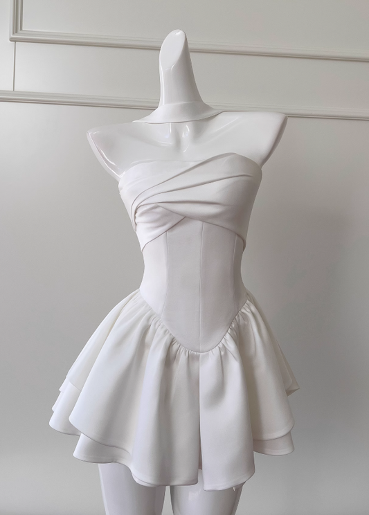 White Strapless Short Prom Dress for Party&Birthday??Elegant Evening Dress HZ1024