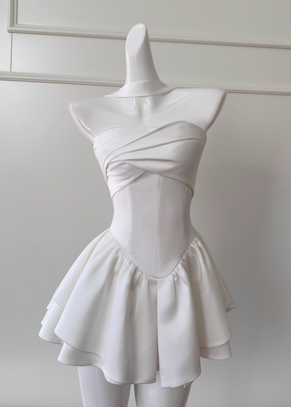 Fairytale White Strapless Short Prom Dress for Party&Birthday_Elegant Evening Dress ED01115