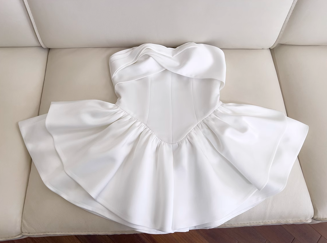 Fairytale White Strapless Short Prom Dress for Party&Birthday_Elegant Evening Dress ED01115