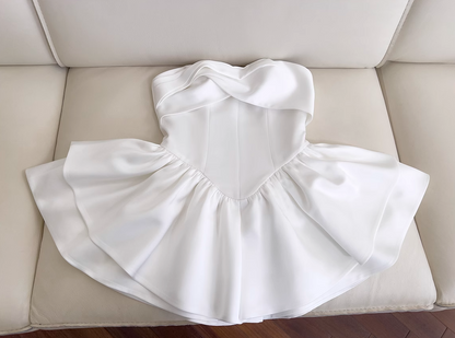 Fairytale White Strapless Short Prom Dress for Party&Birthday_Elegant Evening Dress ED01115