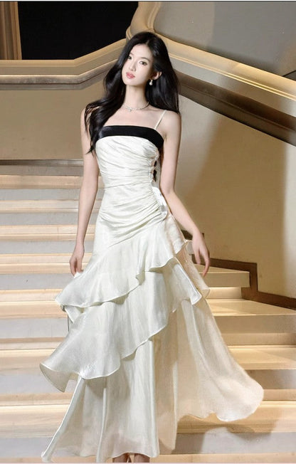 Vintage-Inspired Birthday Party Dresses Under $160_White Ruffled Layered Fairytale Graduation Prom Dresses ED01131
