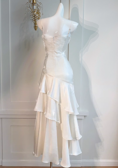 Vintage-Inspired Birthday Party Dresses Under $160_White Ruffled Layered Fairytale Graduation Prom Dresses ED01131