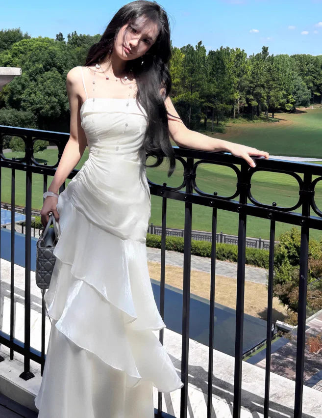 White Enchanted 🤍 Prom Dress for Party&Graduation-Ruffled Layered Fairytale Birthday Evening Dress SH2628