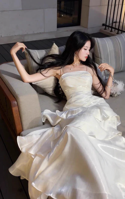 White Enchanted 🤍 Prom Dress for Party&Graduation-Ruffled Layered Fairytale Birthday Evening Dress SH2628