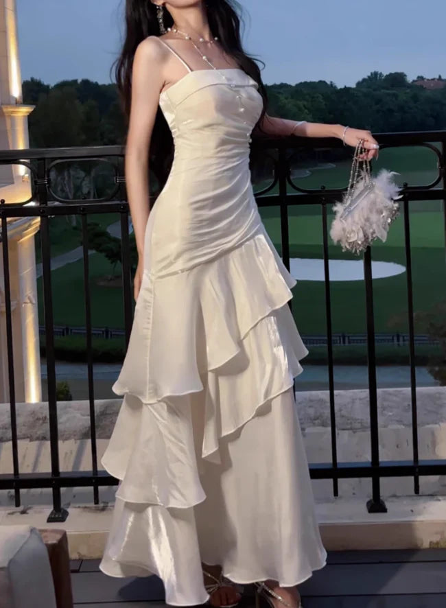 White Enchanted 🤍 Prom Dress for Party&Graduation-Ruffled Layered Fairytale Birthday Evening Dress SH2628