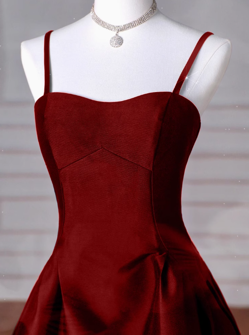 A-Line Sweetheart _¤ï_Prom Dress for Birthday&Graduation-Burgundy Satin Long Formal Evening Dress ED01133
