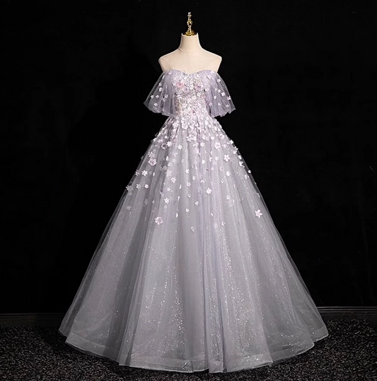 Purple A-line sweetheart neck tulle sequin long prom dress, purple formal long dress ED01144