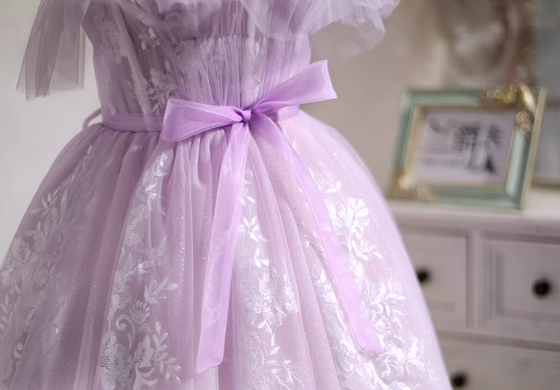A-line sweetheart neckline tulle lace short prom dress, purple homecoming dress HZ1024