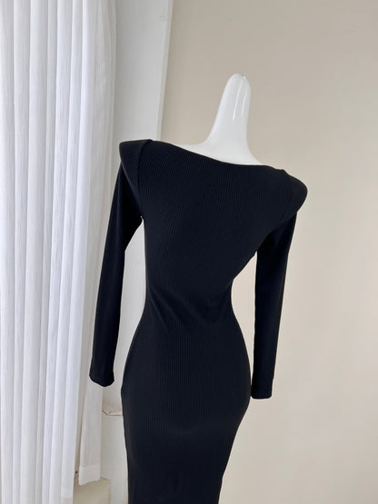 black long sleeve dress, birthday dress HZ1024