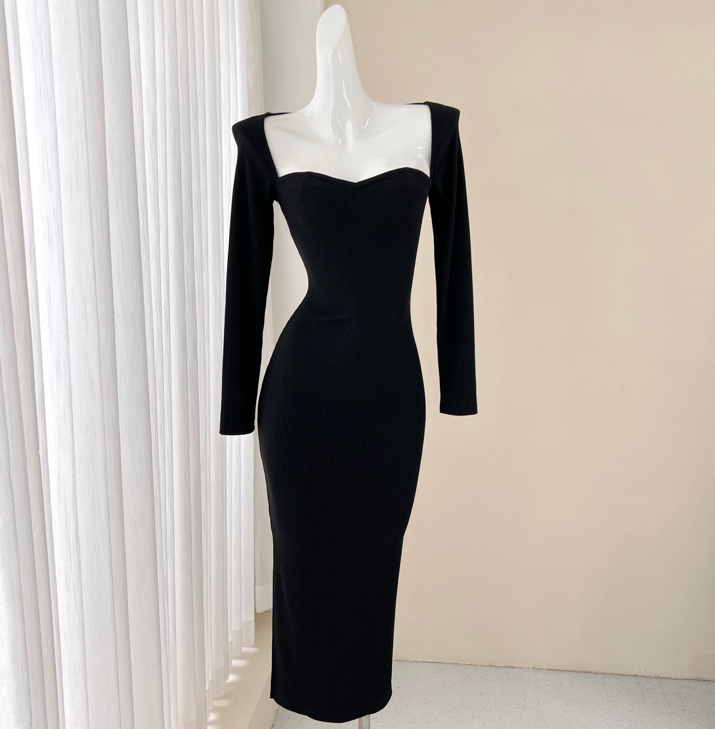 black long sleeve dress, birthday dress HZ1024