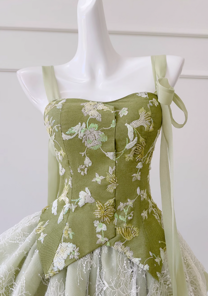 Green A-line Mesh Lace Sequined Short Prom Dress Homecoming Dress HZ1024