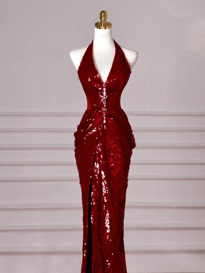 Mermaid V-neck Sequins Long Prom Dress,Formal Prom Dress HZ1024