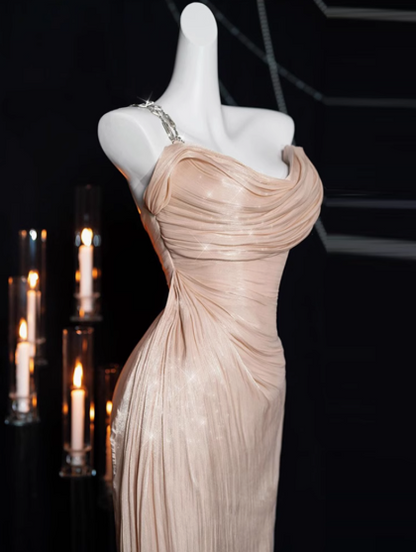one-shoulder satin long prom dress, formal dress ED01239