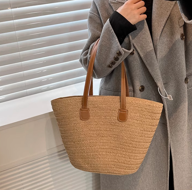 New large capacity straw shoulder bag ED0124