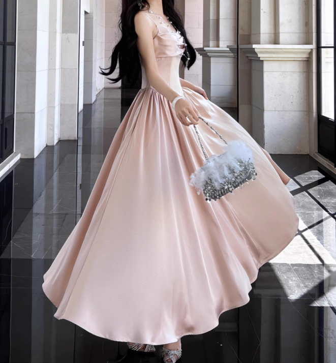 A-line suspender dress high-end temperament dress HZ1024