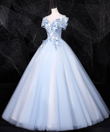0ff-the-shoulder Tulle Embroidery Long Prom Dress, Elegant Long Formal Dress HZ1024