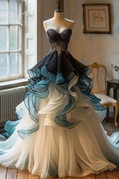 Vintage A-line sweetheart neckline tulle sequin long prom dress, formal evening dress ED01317