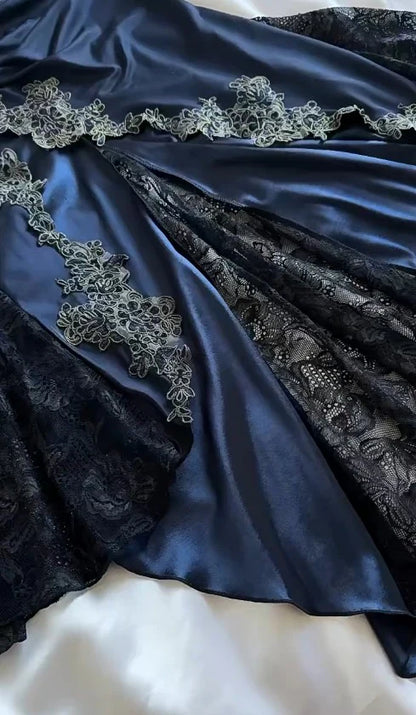 Sexy Navy Blue Mermaid Lace Prom Dress Party Dress SH1237