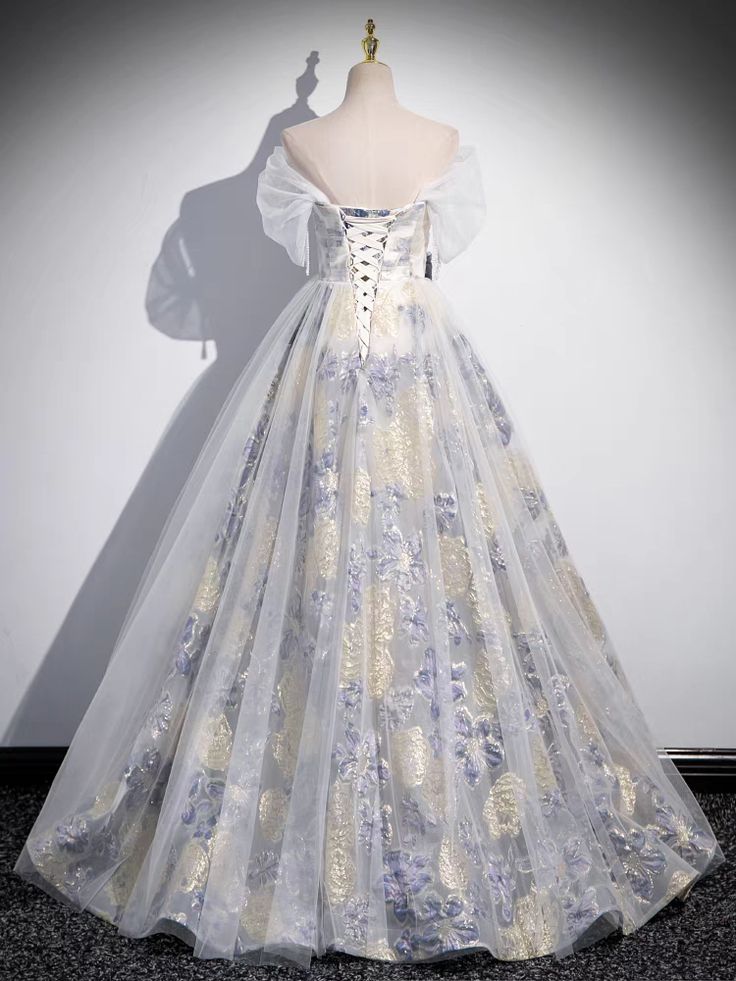off-shoulder tulle three-dimensional floral long prom dress, dark purple evening dress HZ1024